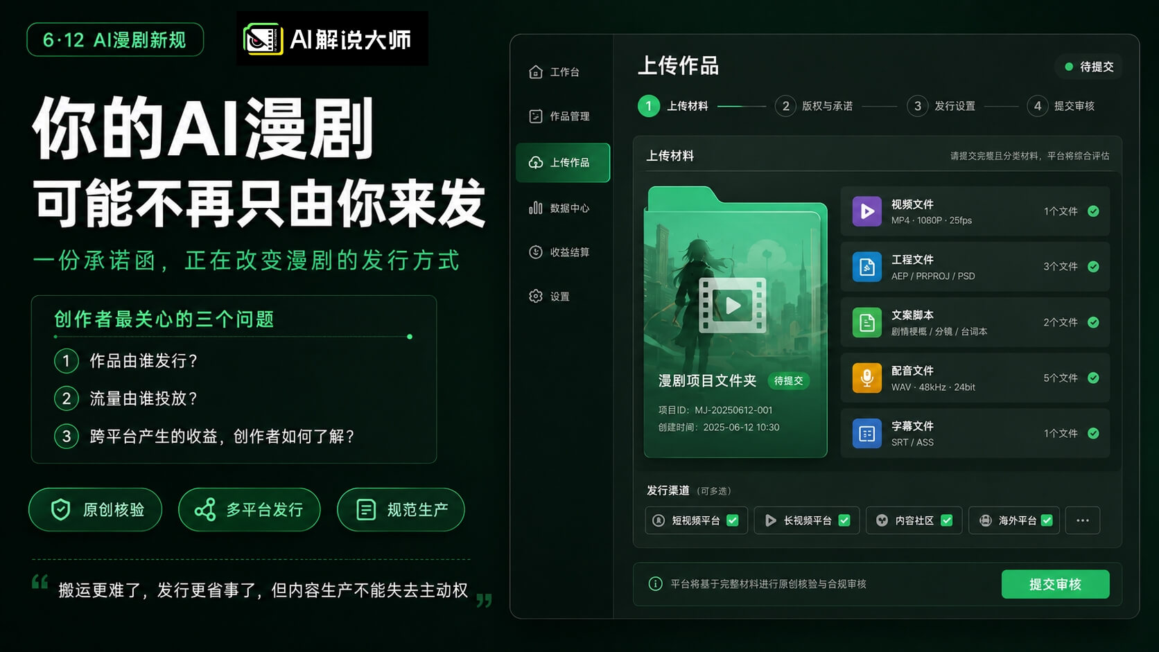 AI短剧2026新规：一剧多平台托管？能否自己发行？