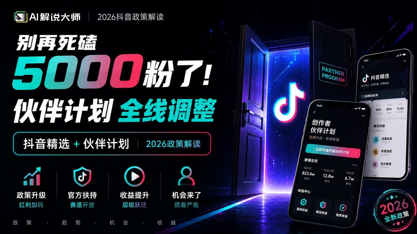 2026流量政策解读:如何开通精选+伙伴计划?含5大赛道推荐